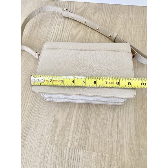 Dagne Dover Andra Pebbled Leather Neutral Crossbody Bone Shoulder Bag Medium - Picture 10 of 15